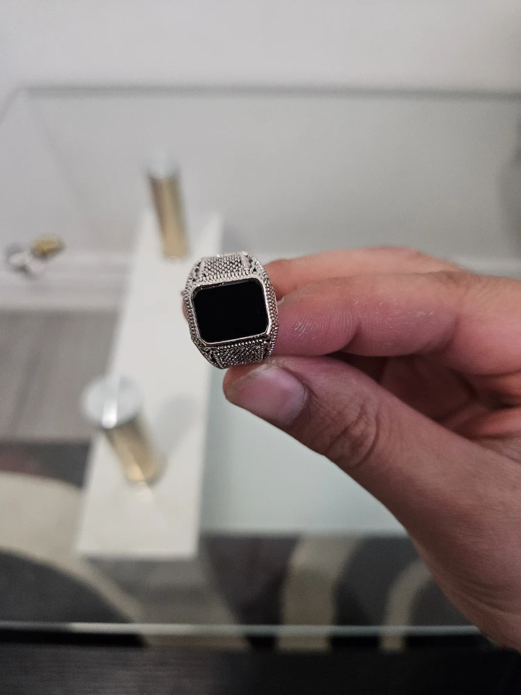 Men's Silver Ring with Black Stone