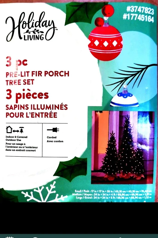 Holiday Living 3-pc Pre-Lit Fir Porch Tree Set