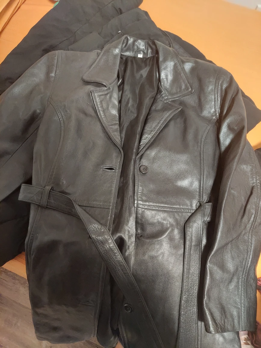 Black Leather Coat - Size XL - photo 2