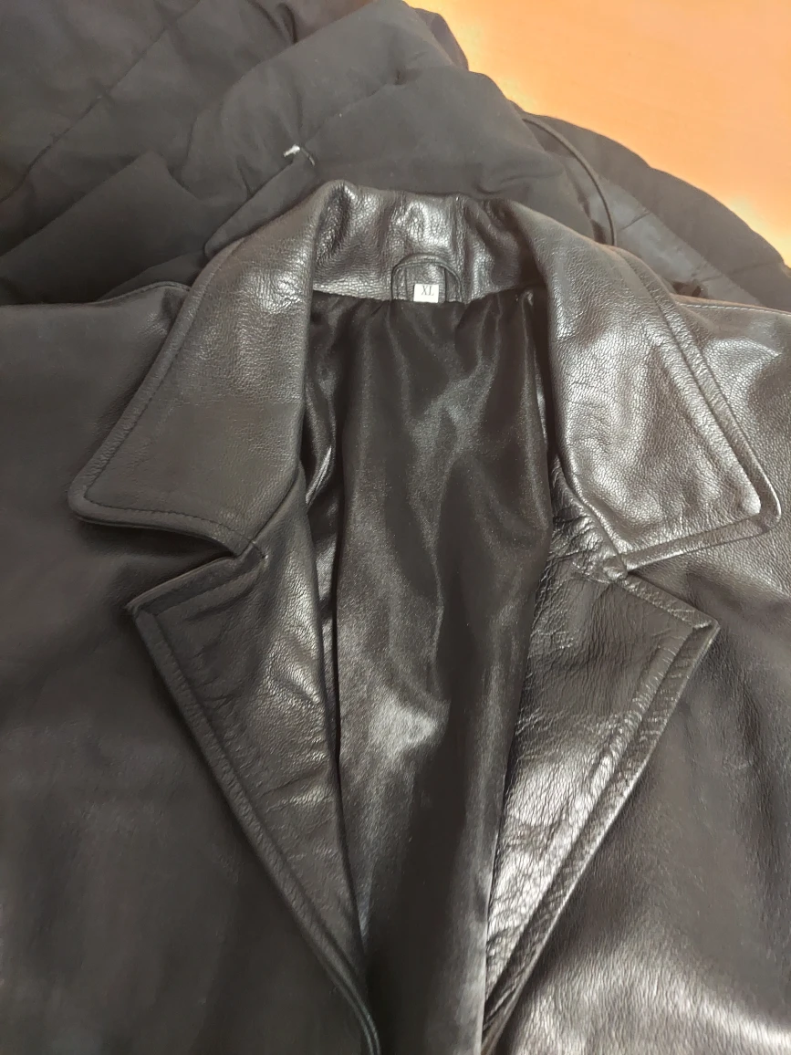 Black Leather Coat - Size XL - photo 3