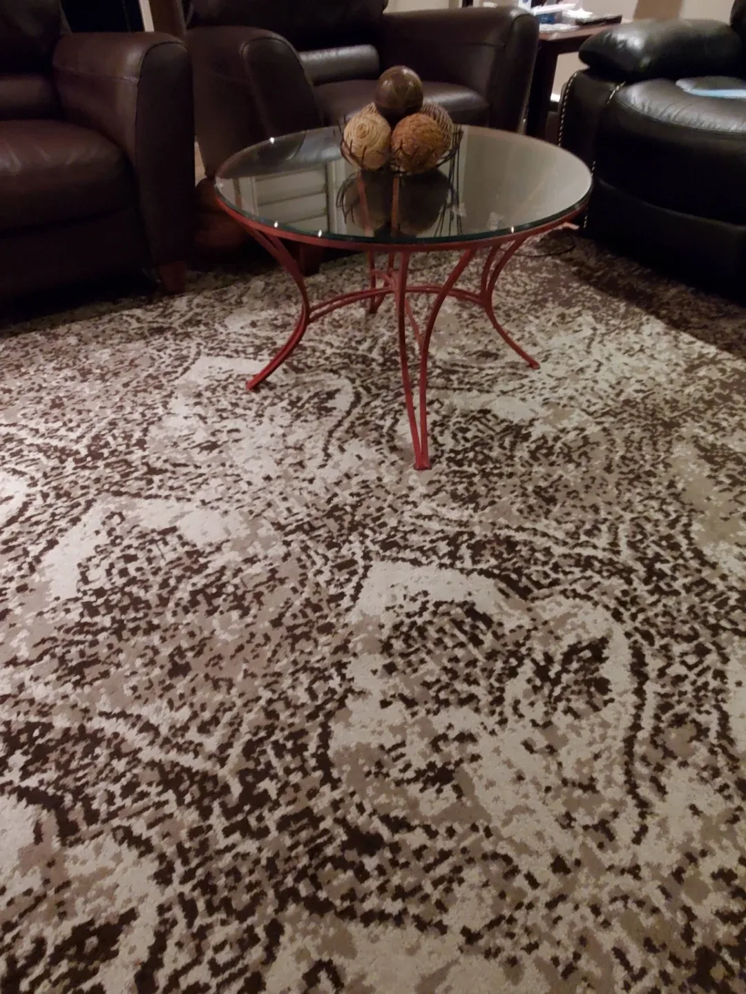 Glass Top Coffee Table with Red Metal Frame image indicator(2)