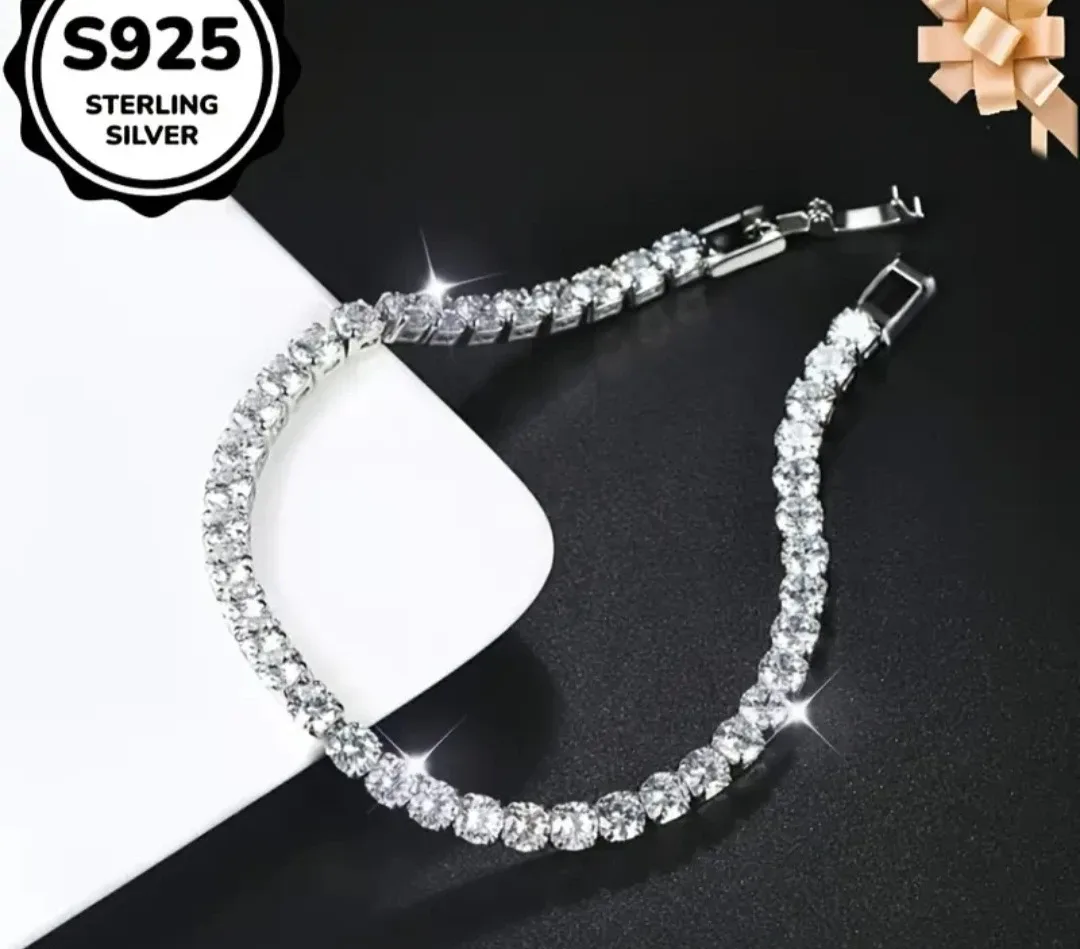 S925 Sterling Silver Tennis Bracelet - 6.69in image indicator(5)