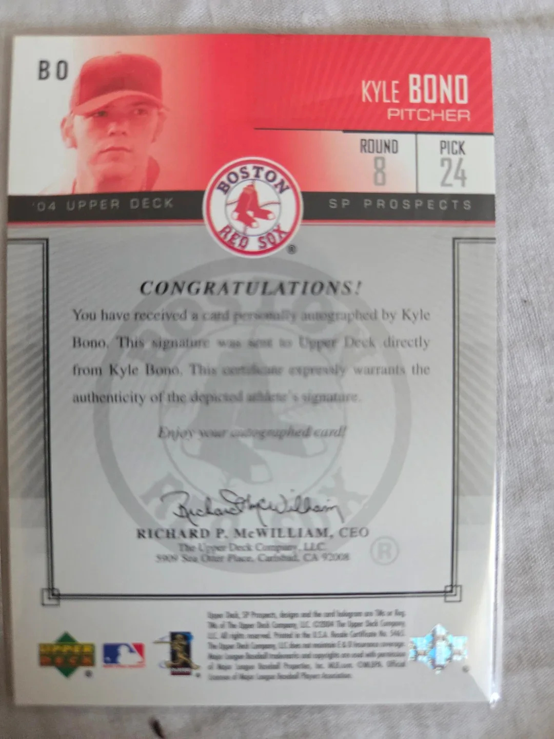 Kyle Bono Autographed Baseball Card image indicator(2)