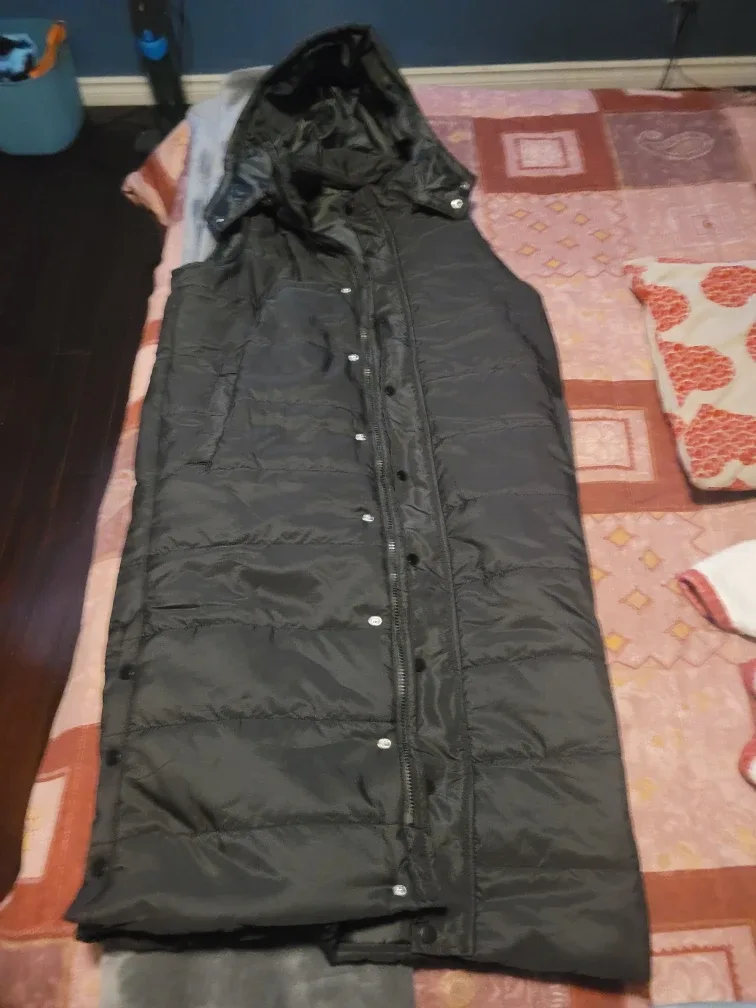 Black Puffer Vest with Hood