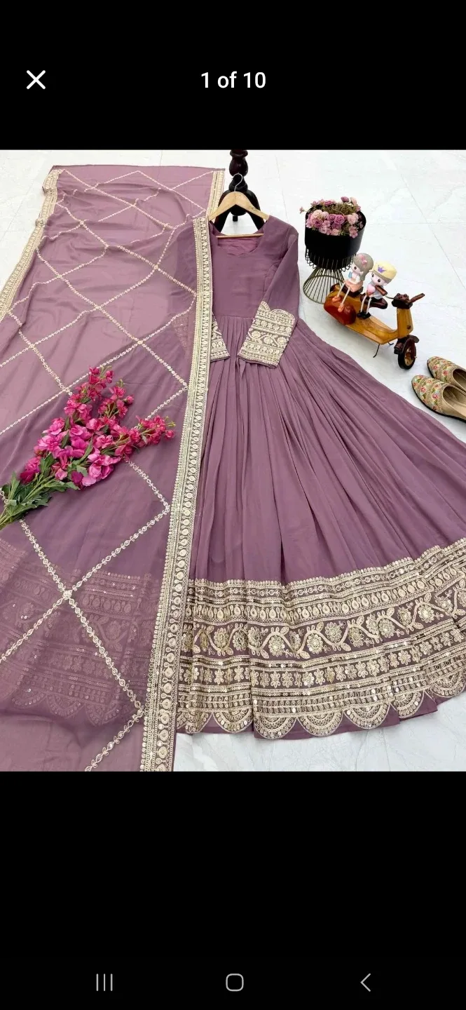 Plus size embroidered Anarkali kurta/ preorder thumbnail