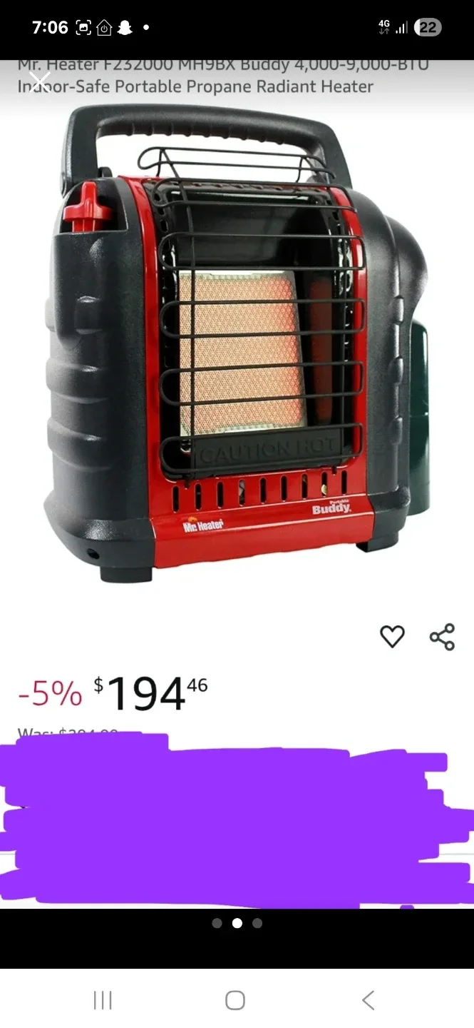 New Black and red portable heater. Handle on top for carrying image indicator(2)