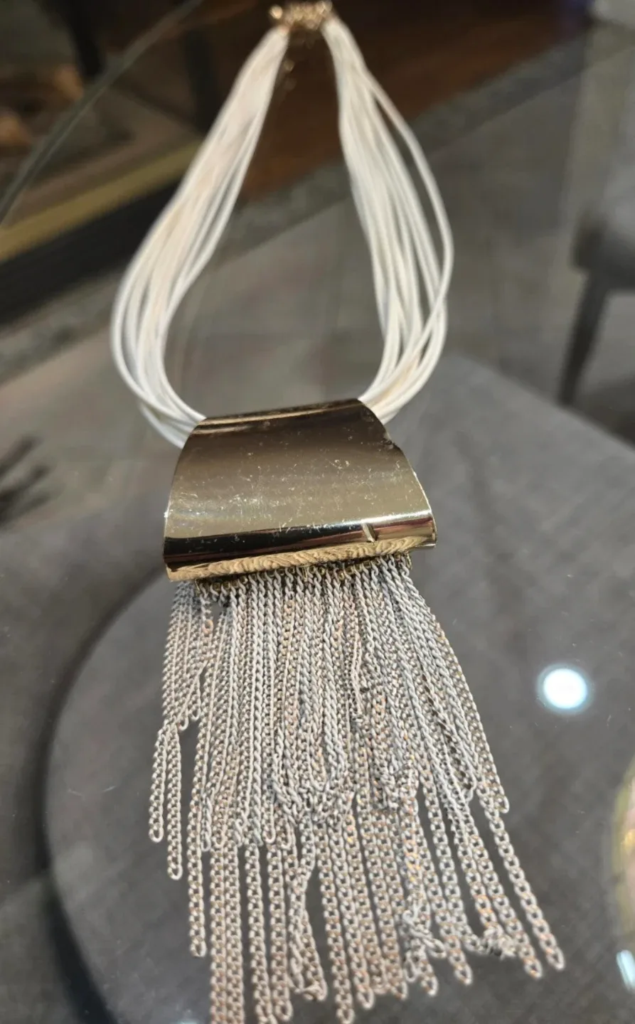 Statement Necklace - White & Gold image indicator(2)