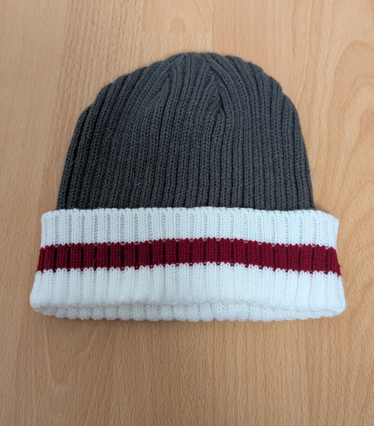 Brand New Grey, White & Red Striped Beanie