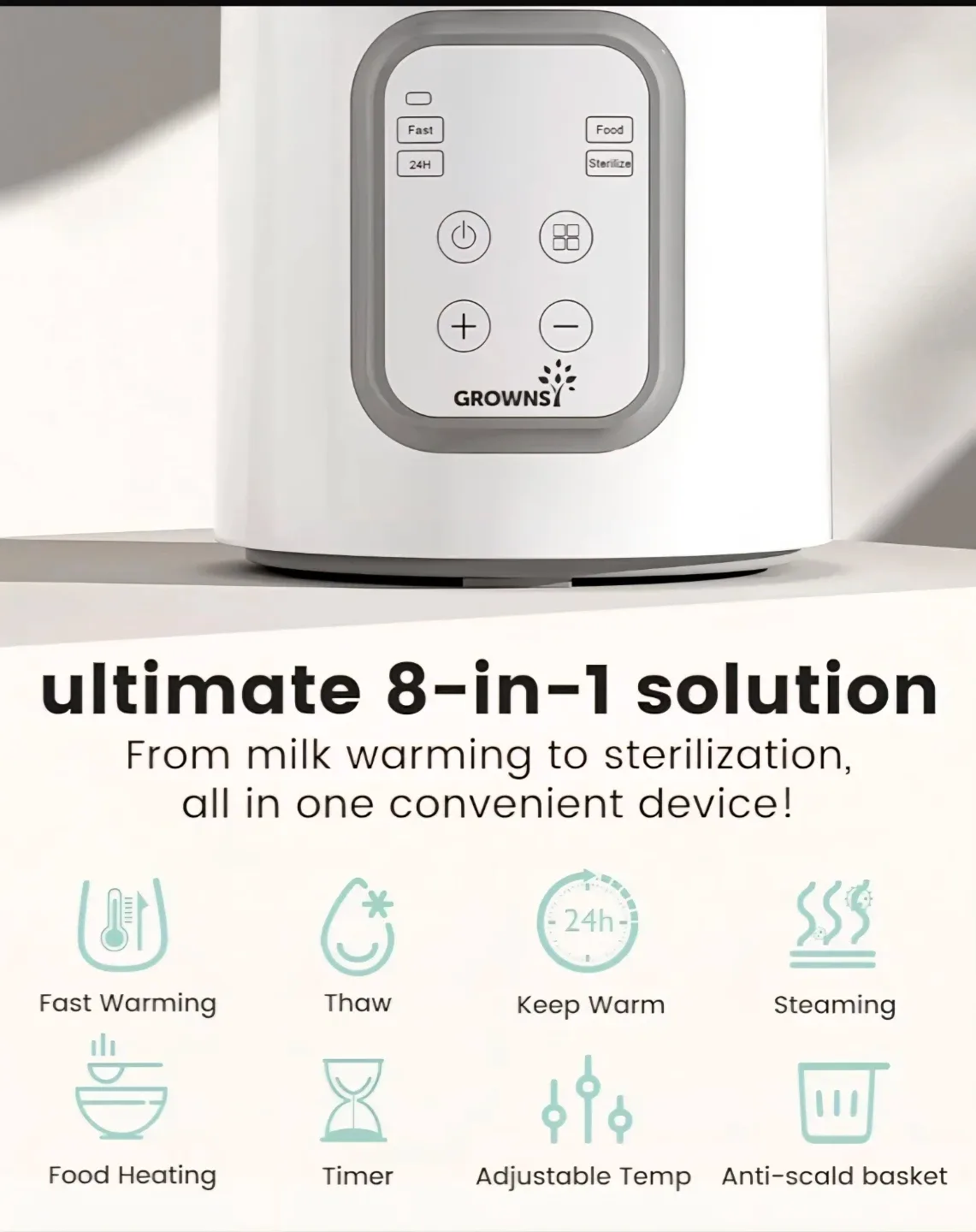 Grownsy Baby Bottle Warmer 8 in 1 image indicator(2)