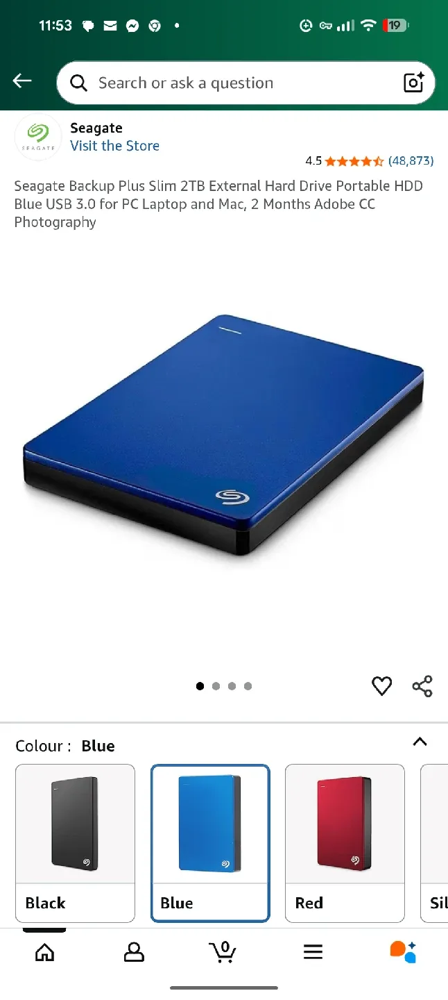 Seagate Backup Plus Slim 2TB Portable HDD - Blue image indicator(3)