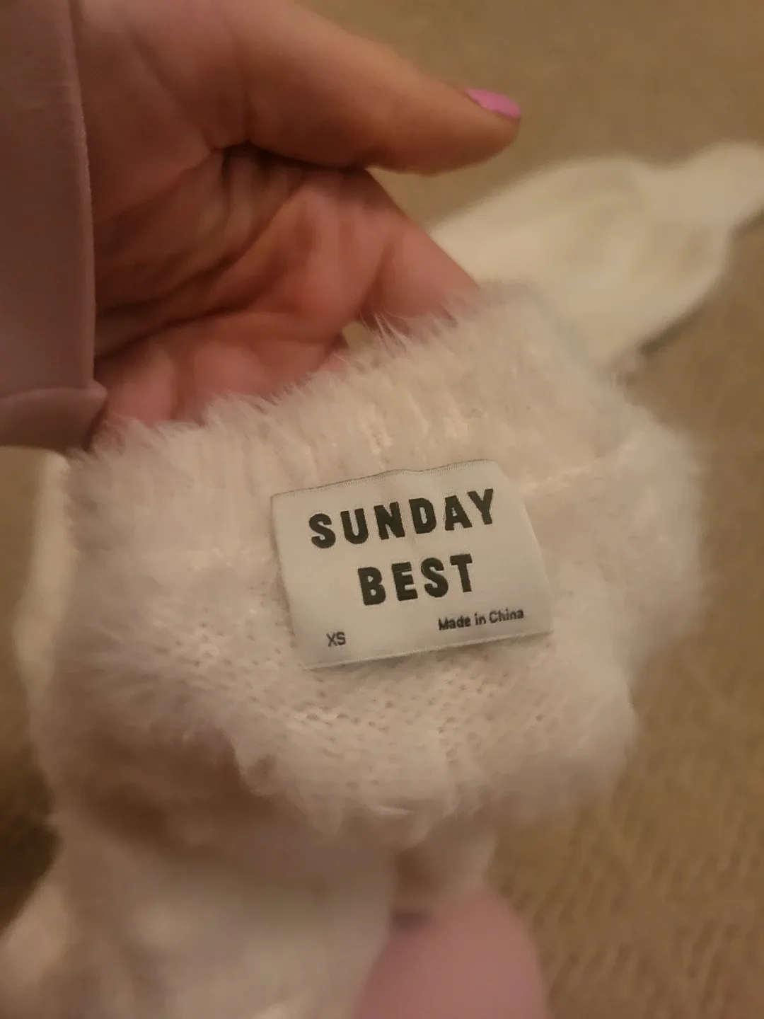 Sunday Best White Fuzzy Sweater - XS image indicator(2)