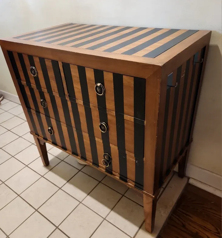 Striped Wood Rustic Cabinet
