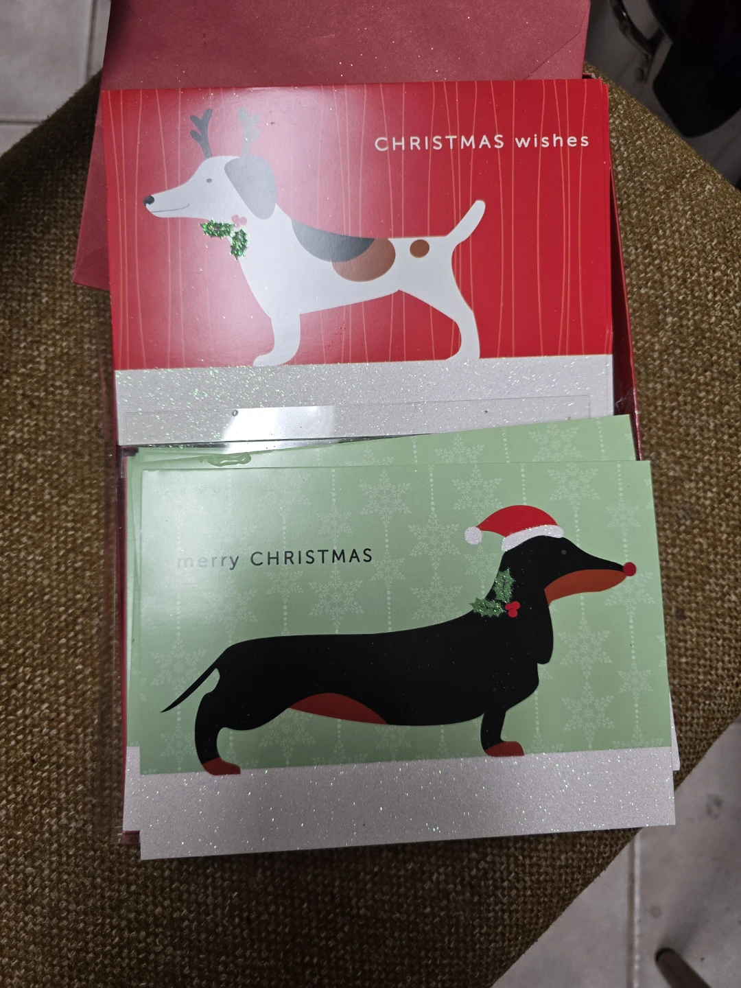 Christmas Cards with Dog Designs - New -17 pcs