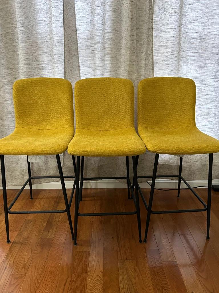 Set of 3 Yellow Counter Height Stools - photo 2