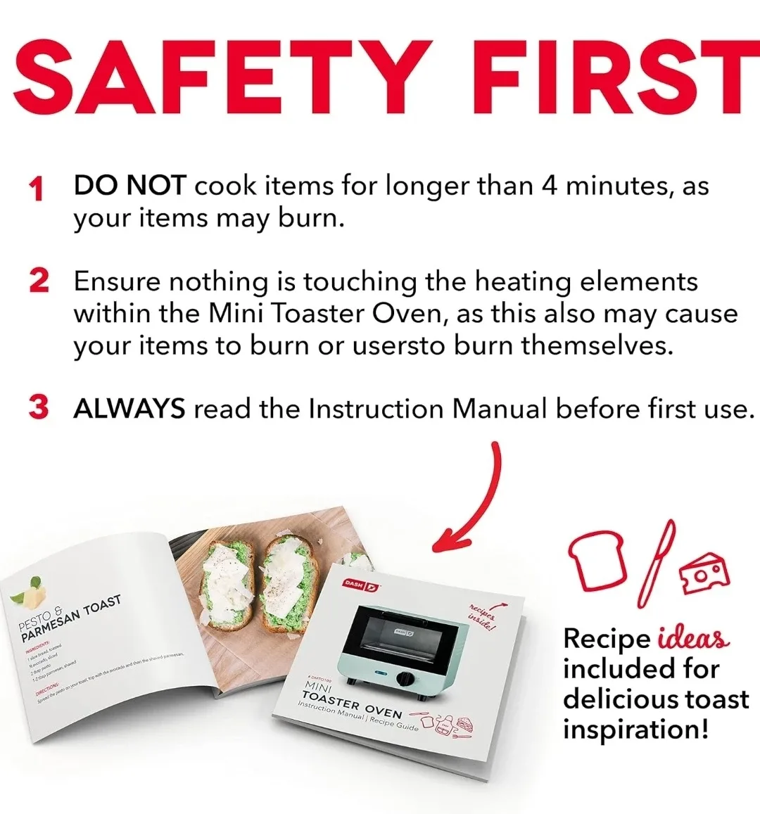 NEW DASH Mini Toaster Oven - Red image indicator(5)