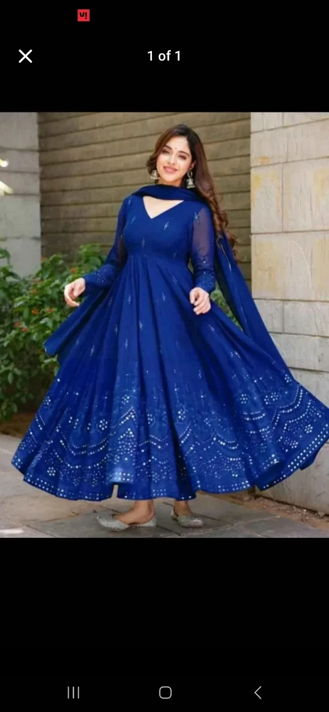BNWOT Blue Anarkali Dress sz 42 thumbnail