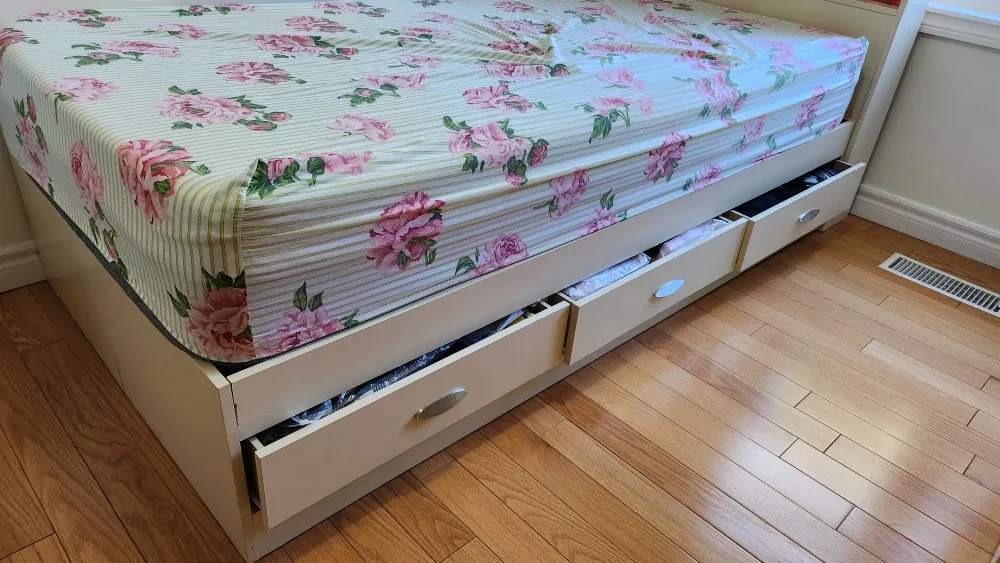 White Single Bed Frame with Storage image indicator(3)