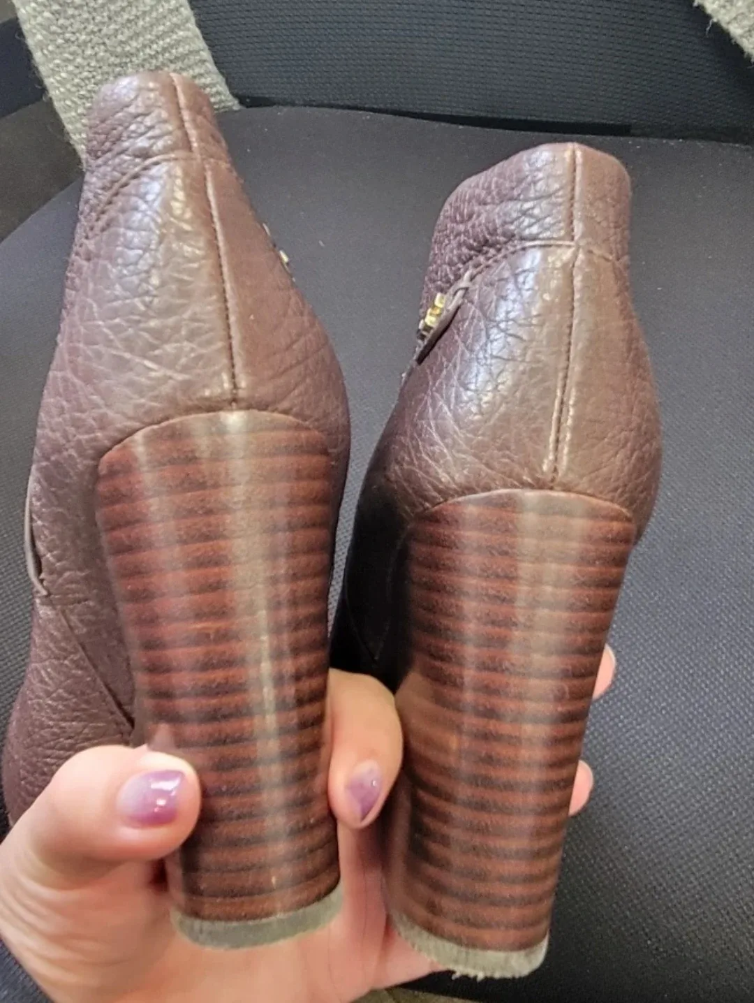 Tory Burch Brown Leather Heeled Booties, Size 7 image indicator(6)