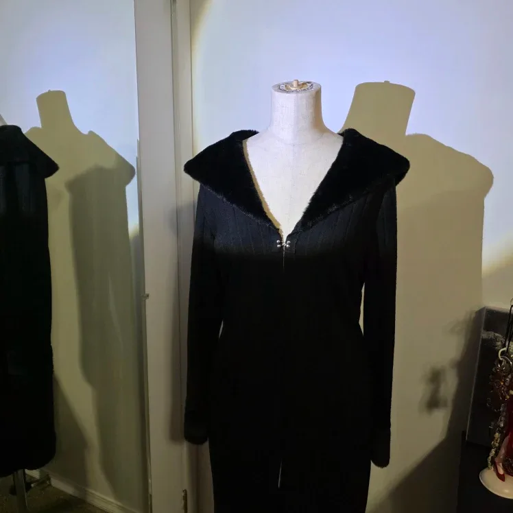 Black Fur Trim Cardigan - Size Small image indicator(4)