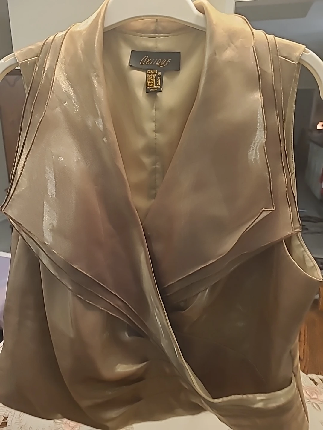 Oblique Gold Sleeveless Top - Size 18