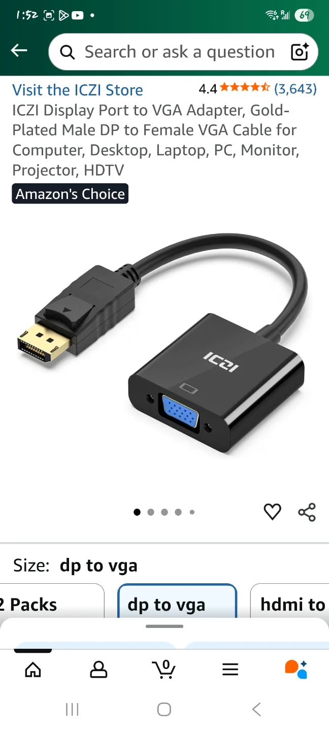 Display Port to VGA Adapter-NEW