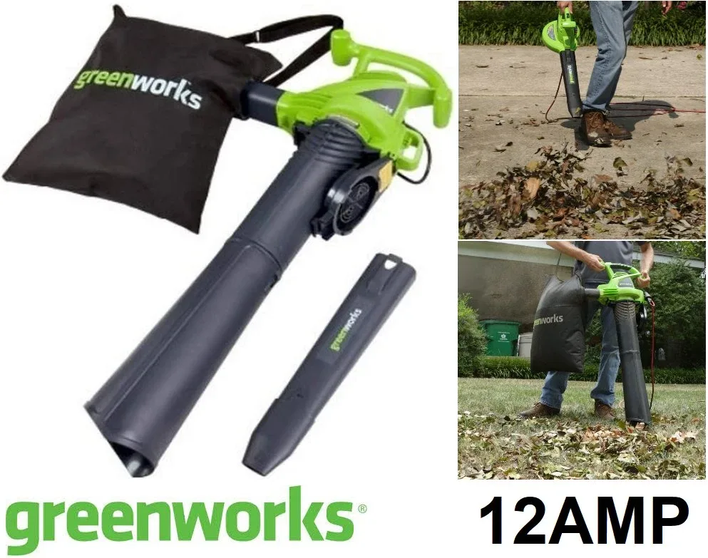 Greenworks 2-Speed Corded Electric Leaf Blower, Vacuum & Mulcher thumbnail