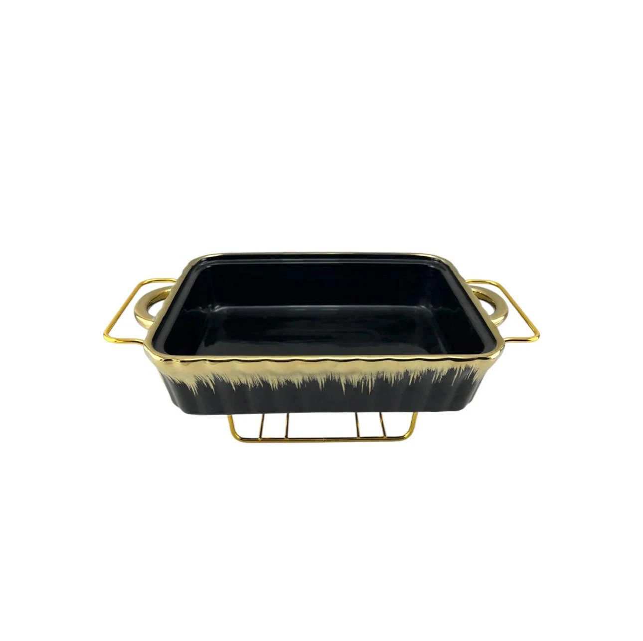 Black and Gold 3 piece Buffet Dish Set - photo 3
