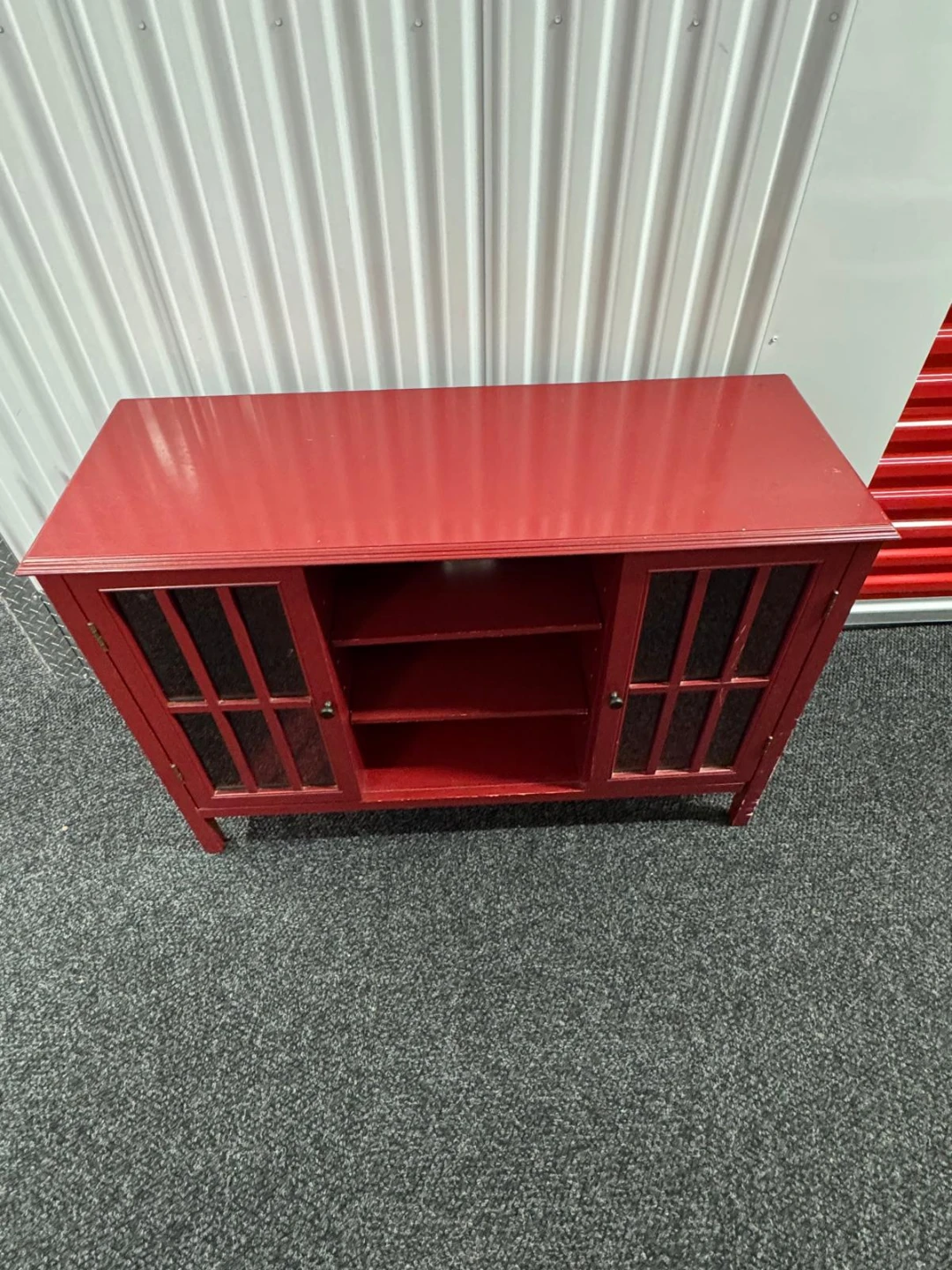 Red Media Cabinet with Glass Doors - photo 4