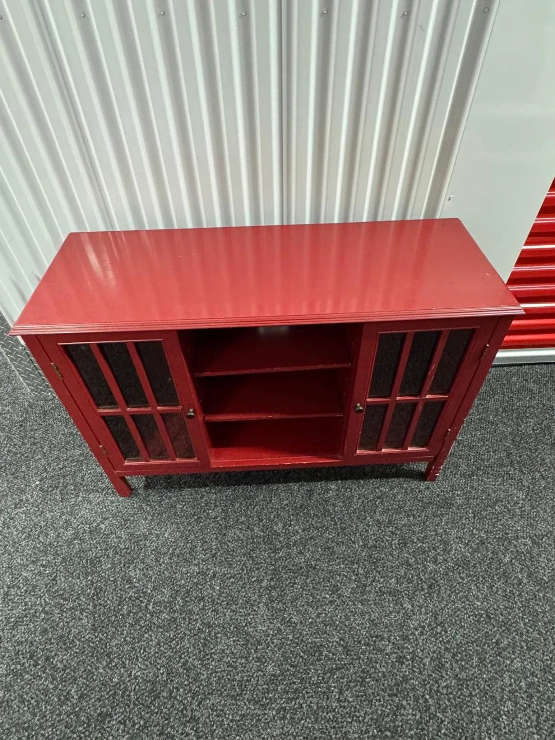 Red Media Cabinet with Glass Doors image indicator(4)