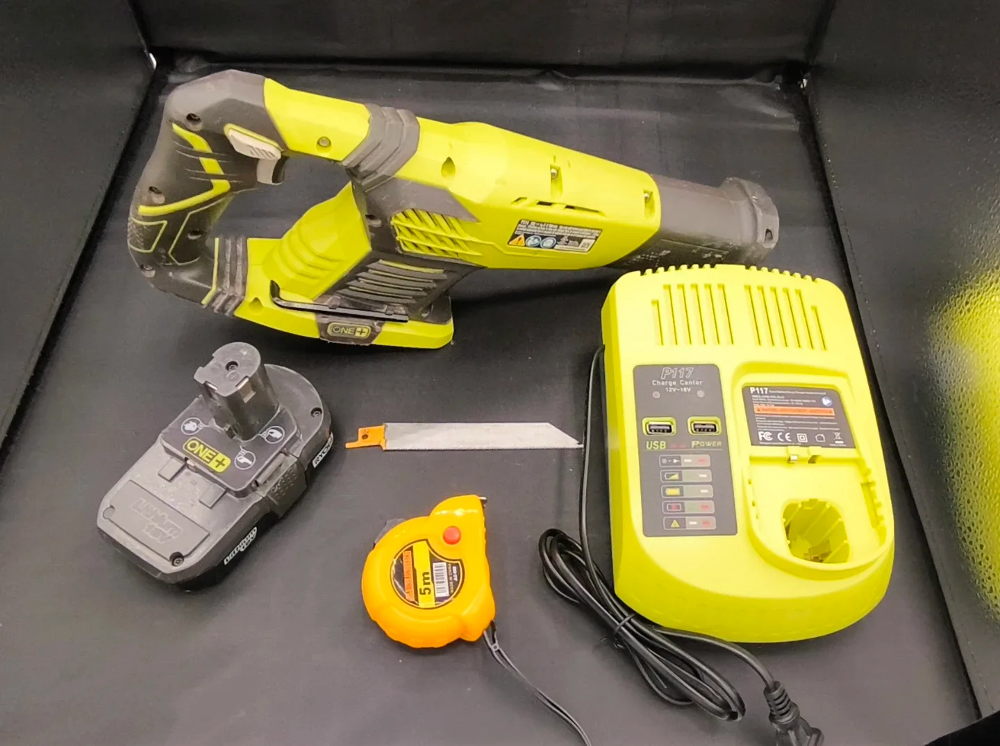 Ryobi One+ Reciprocating Saw, Charger, Battery
