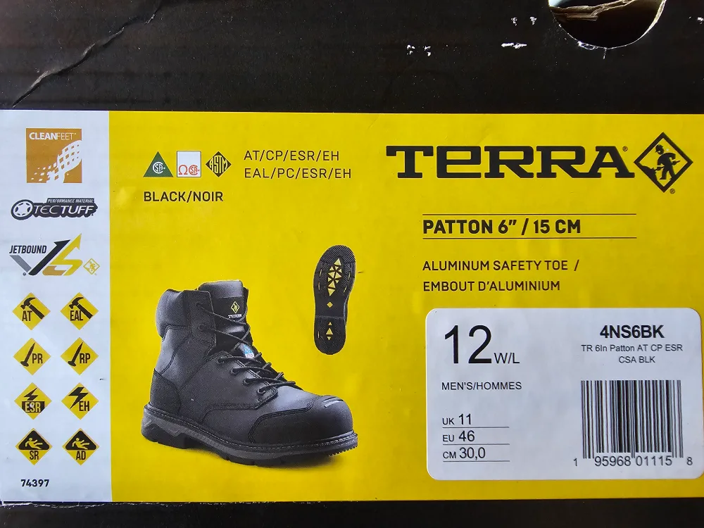 Terra Patton 6" Black Work Boots - Size 12 image indicator(2)