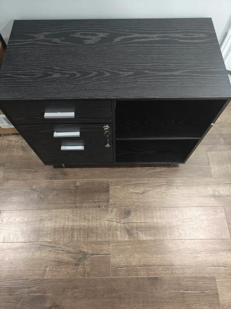 Black Wood Filing Cabinet with Lockable Drawers image indicator(7)