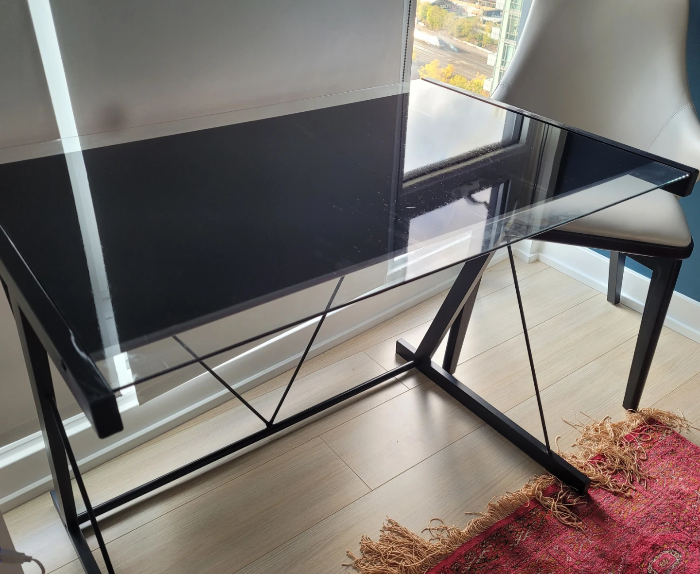 Black Glass Top Desk - photo 2