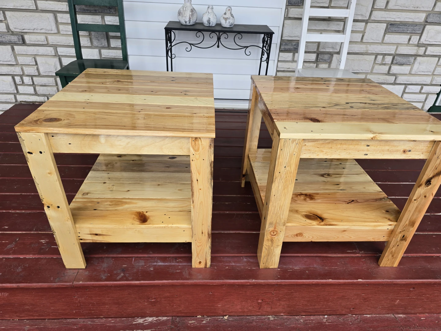Handmade Wooden Side Tables - Set of 2