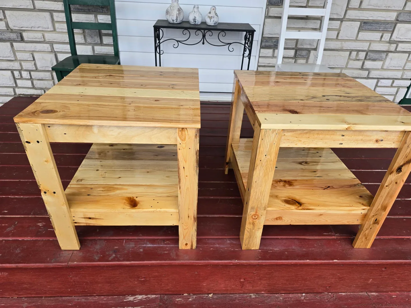 Handmade Wooden Side Tables - Set of 2