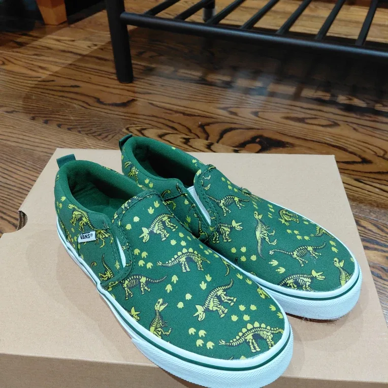 Vans Kids Slip-On V Dinosaurs Green