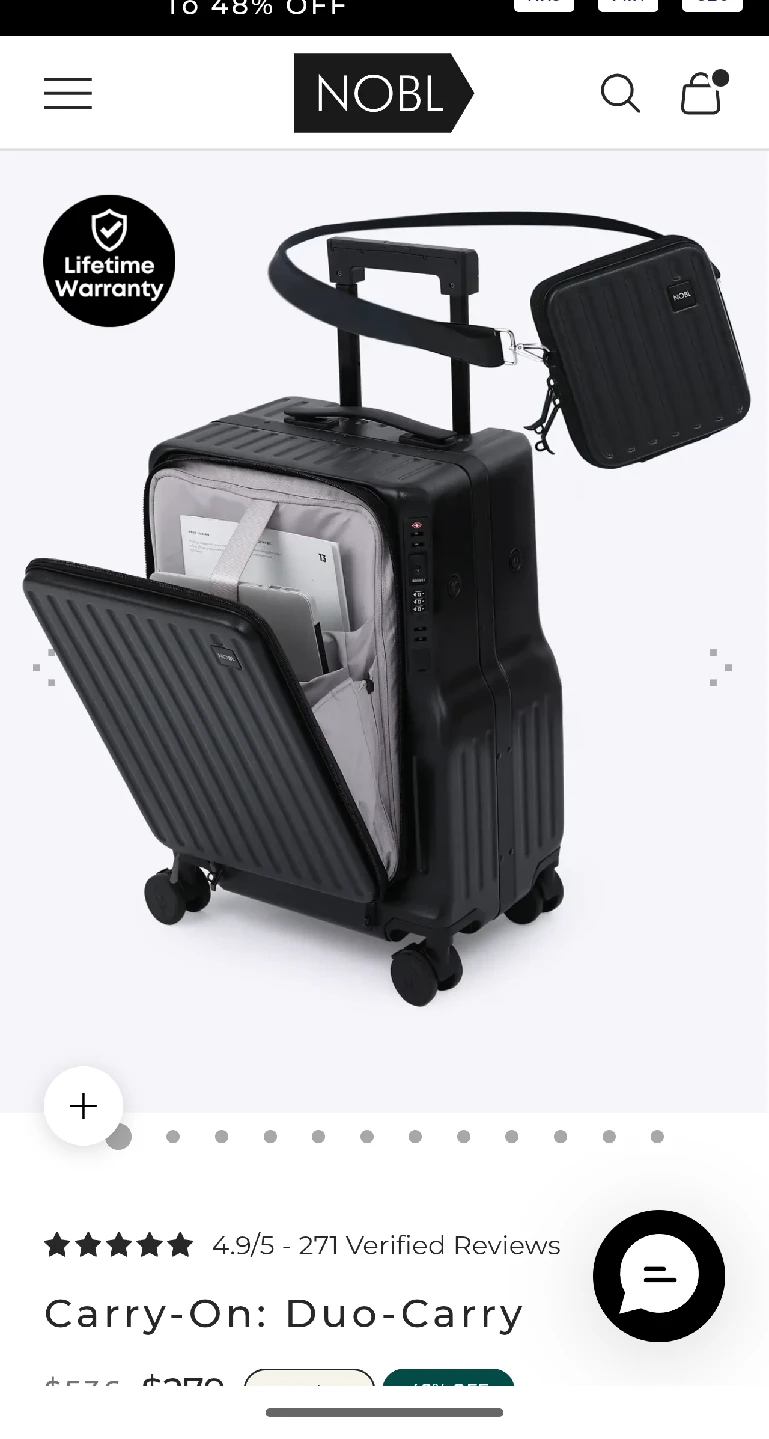 NOBL Carry-On: Duo-Carry Black Suitcase
