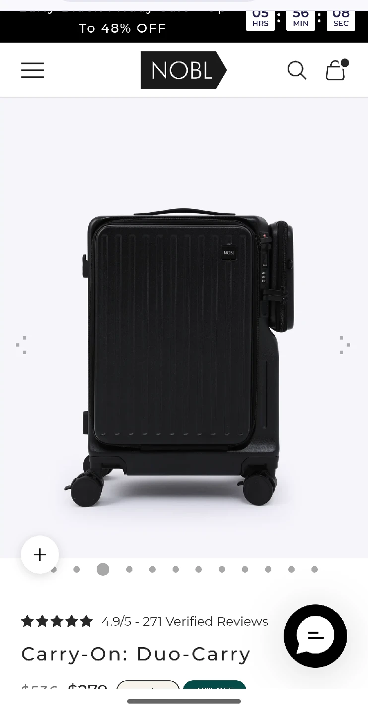 NOBL Carry-On: Duo-Carry Black Suitcase - photo 2