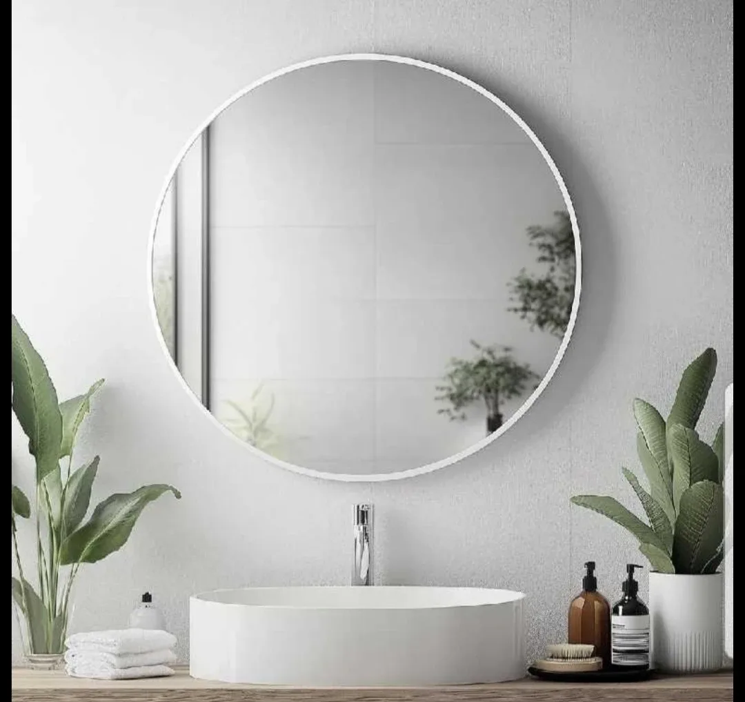 Round Mirror, 28 inch Circle white brand new thumbnail
