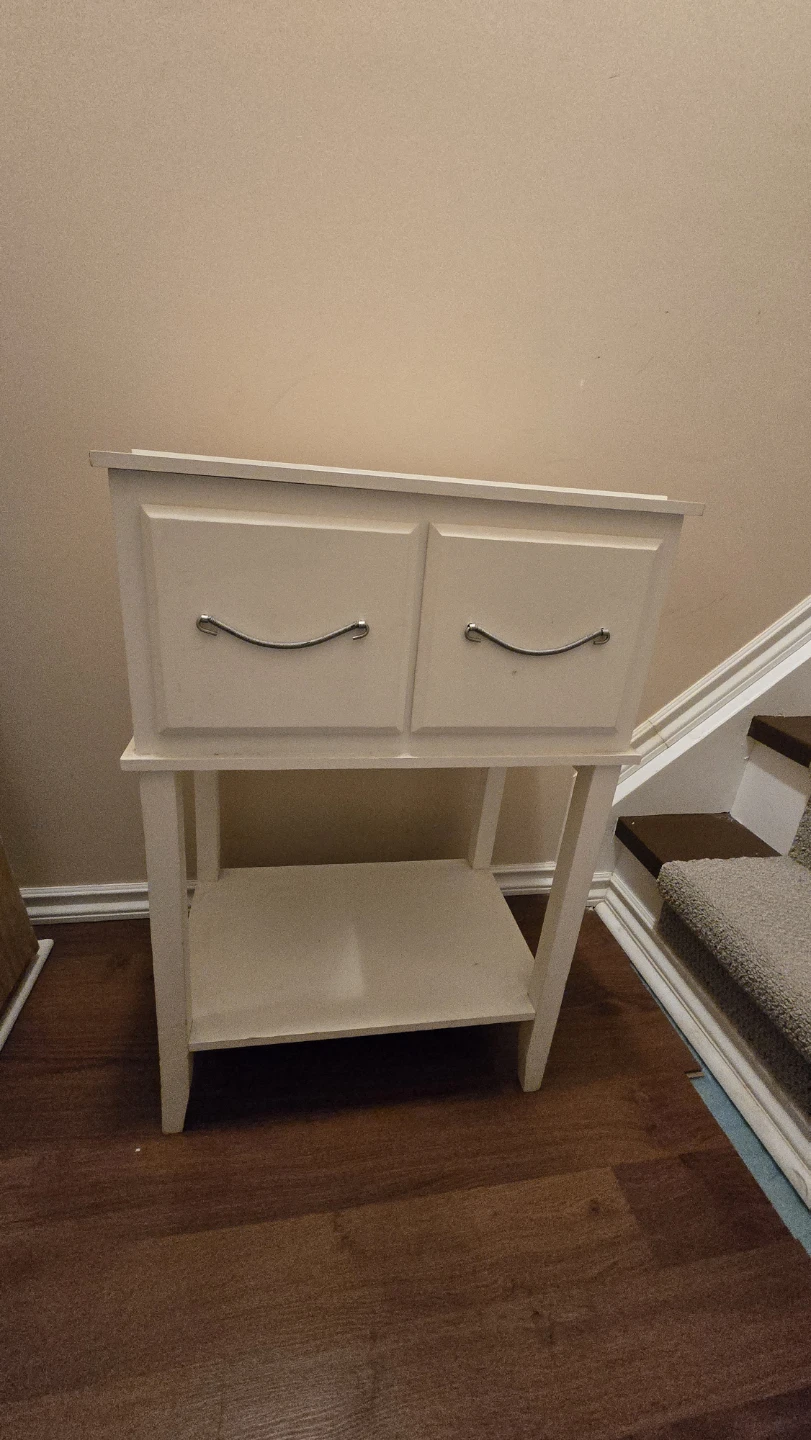 White Side Table with Two Drawers