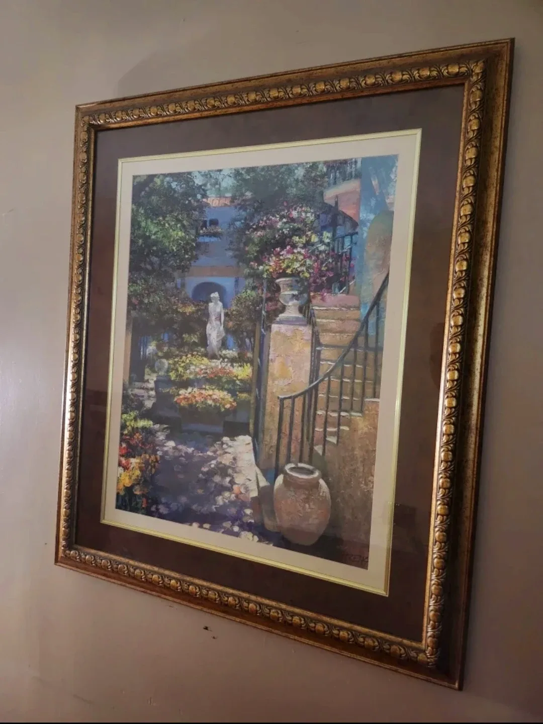 Vintage Framed Garden Painting
