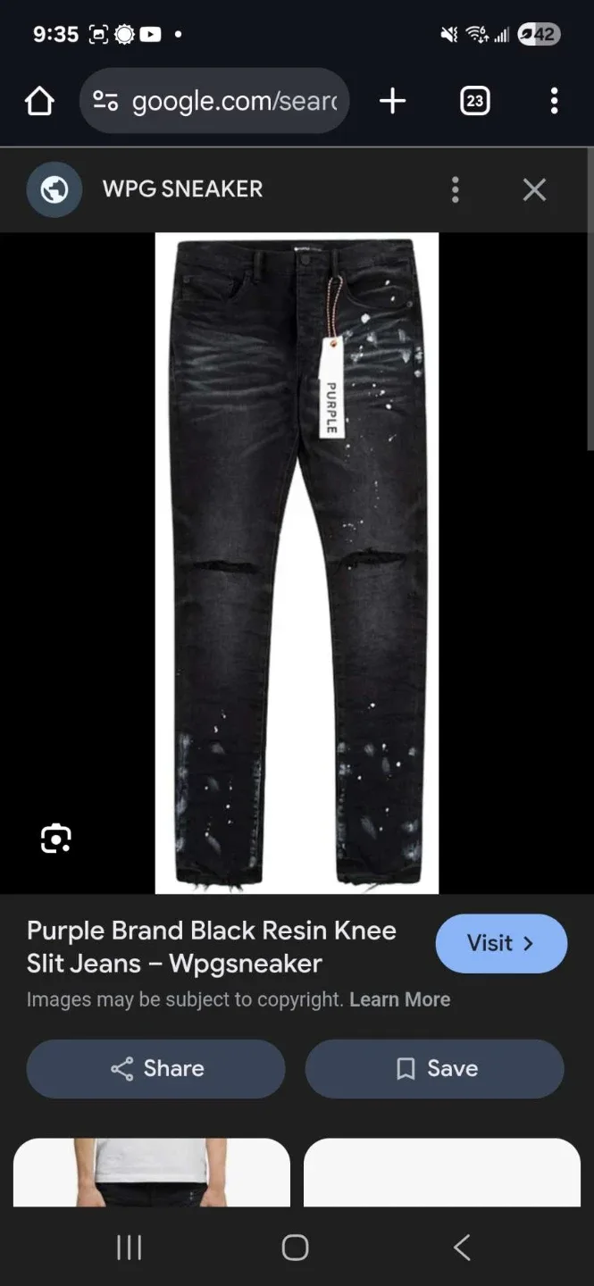 Purple Brand Black Resin Knee Slit Jeans