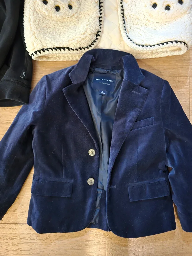 Janie and Jack Navy Blue Velvet Blazer - Size 4