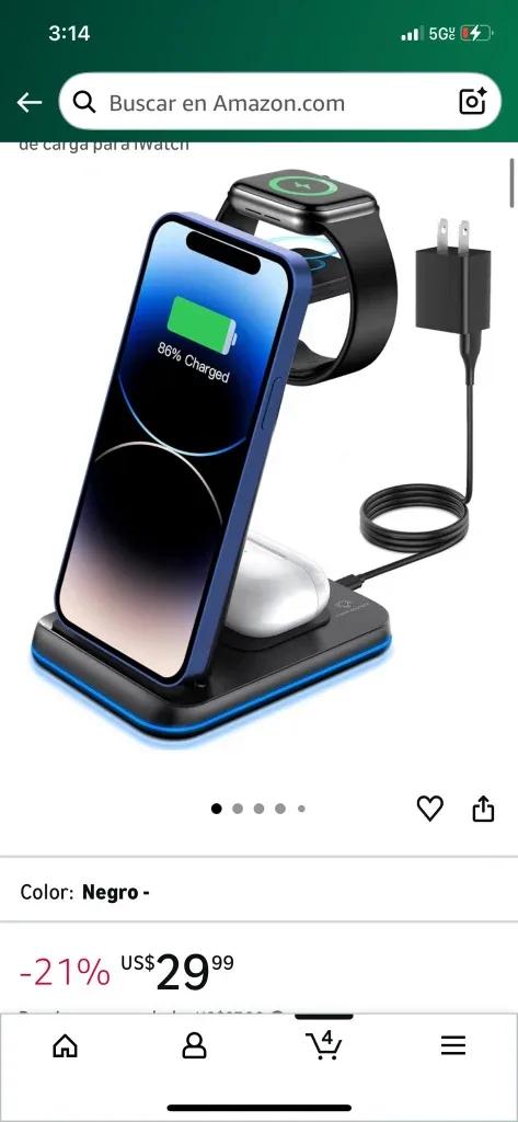 3 in 1 Wireless Charging Station - Black