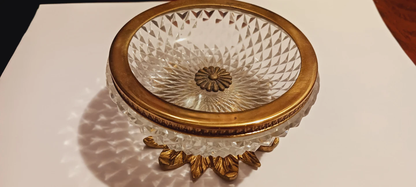 French Depose French Cut Crystal Gold Trim Trinket Tray - photo 3