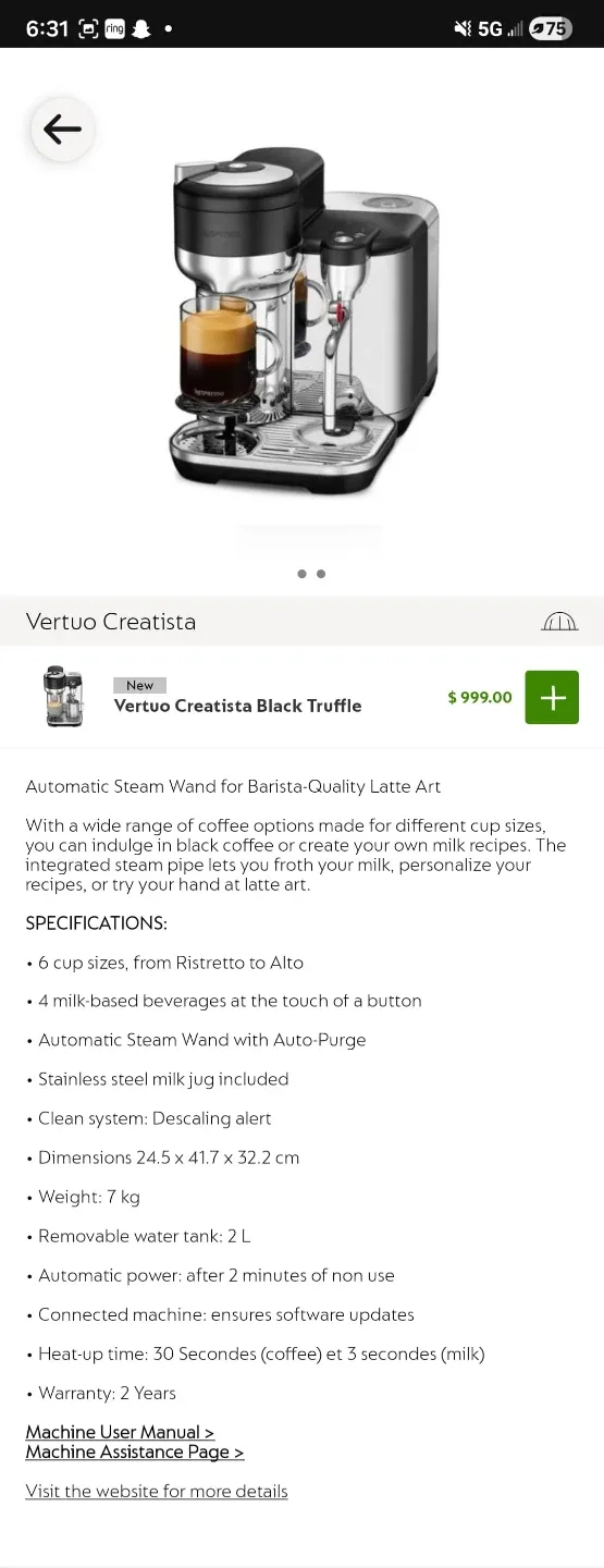 Nespresso Vertuo Creatista Black Truffle image indicator(3)