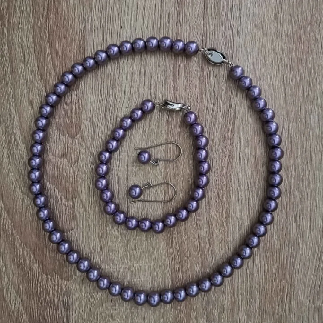 Pearl Jewellery Set - Necklace, Bracelet, Earrings