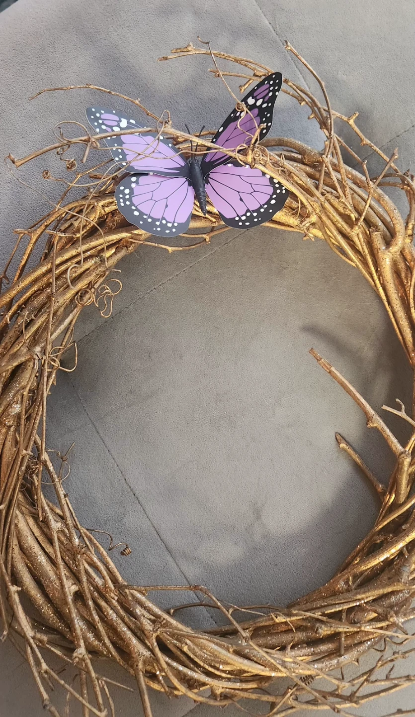 Gold Branch Wreath with Butterfly Decor - photo 2