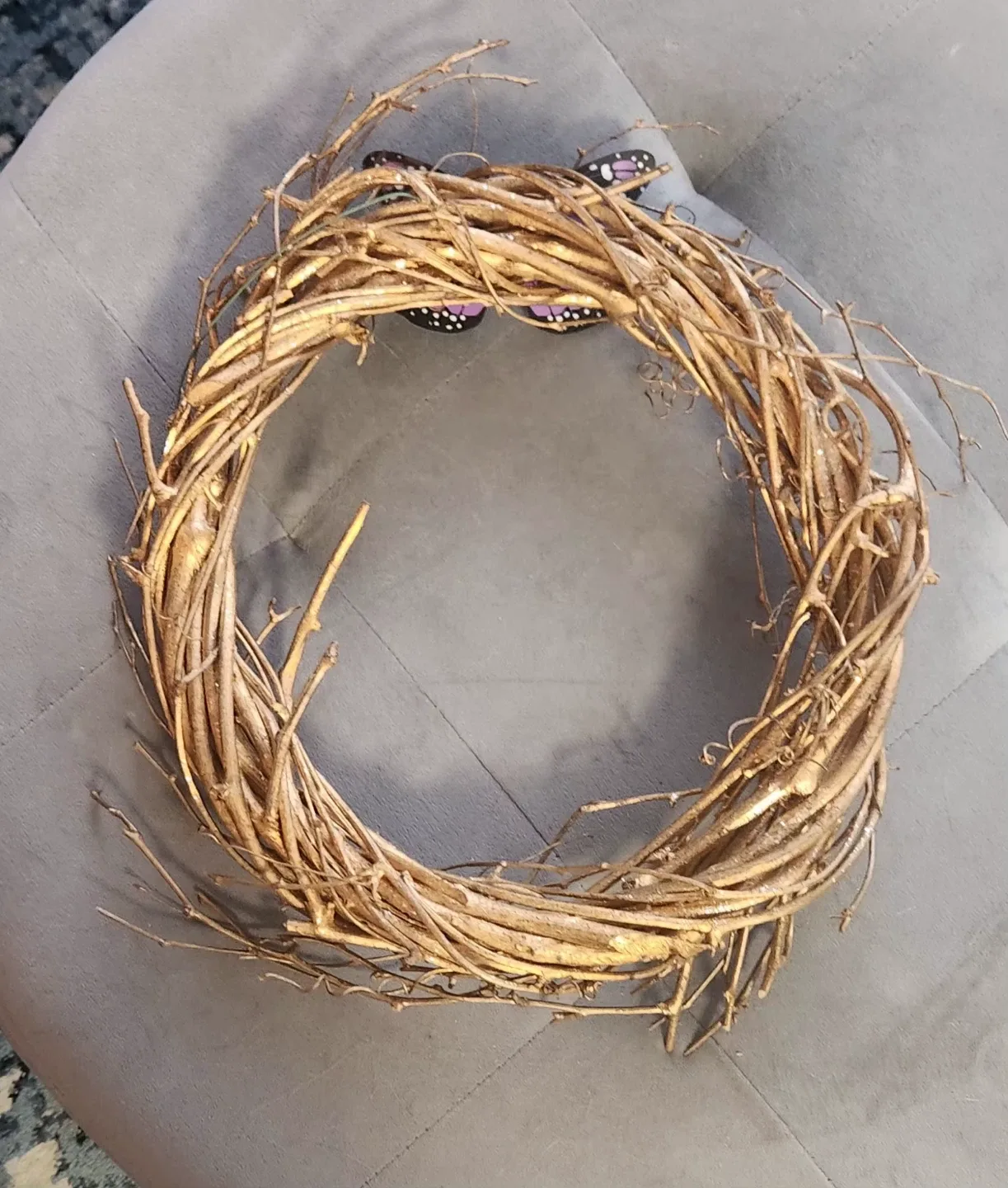 Gold Branch Wreath with Butterfly Decor image indicator(5)