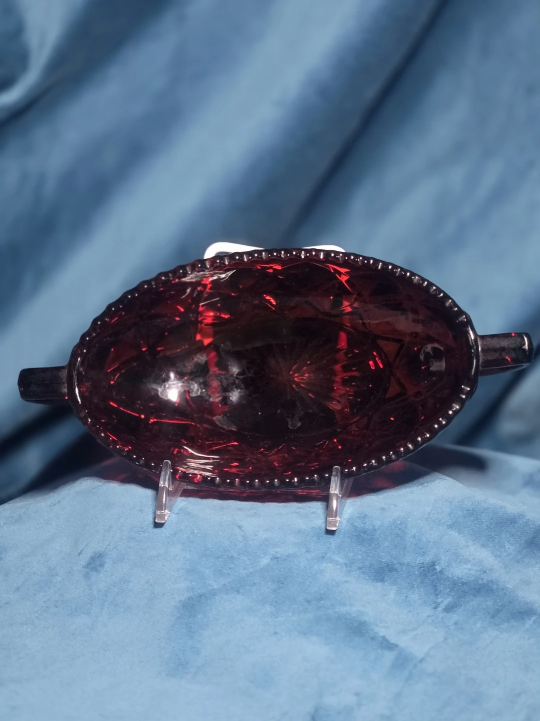 Vintage Ruby Red Glass Dish, 7 inch
